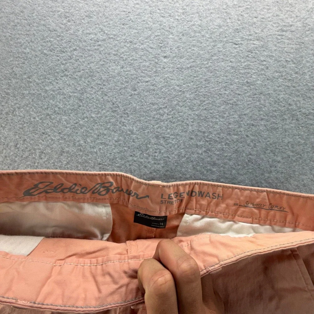 Eddie Bauer Legendwash Stretch Shorts Womens 14 Peach Coral Slightly Curvy 5in